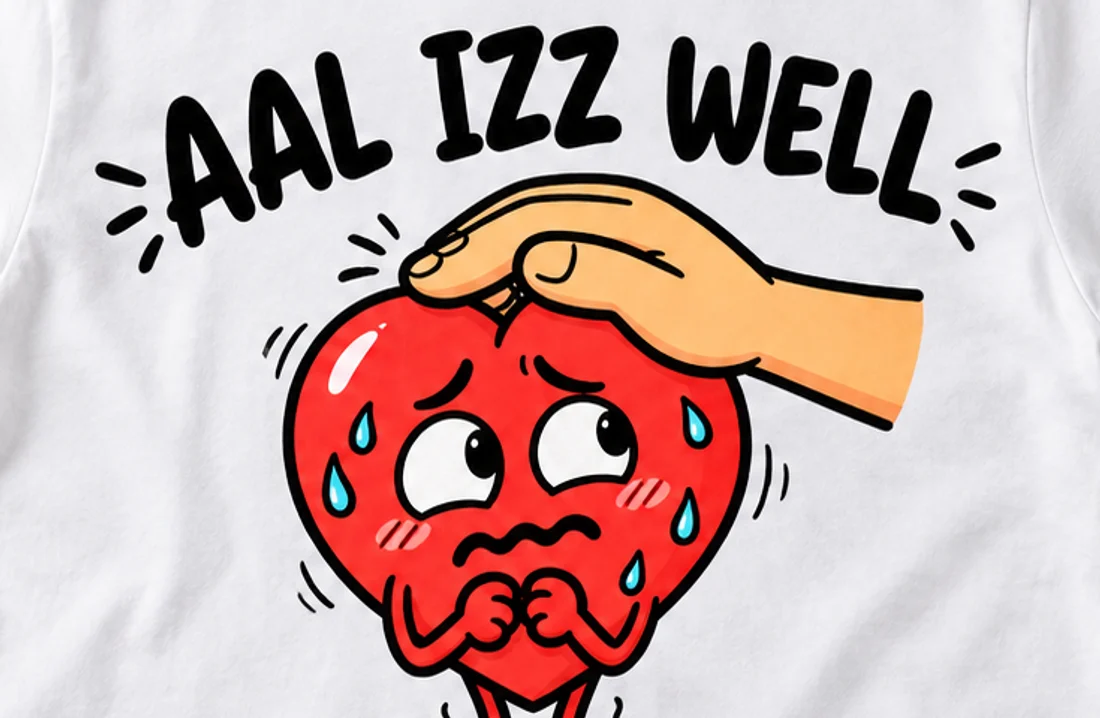 Close-up of the Aal Izz Well print