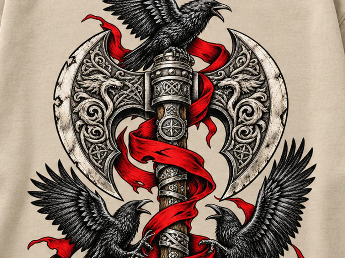 Close-up of the Papa's Axe print