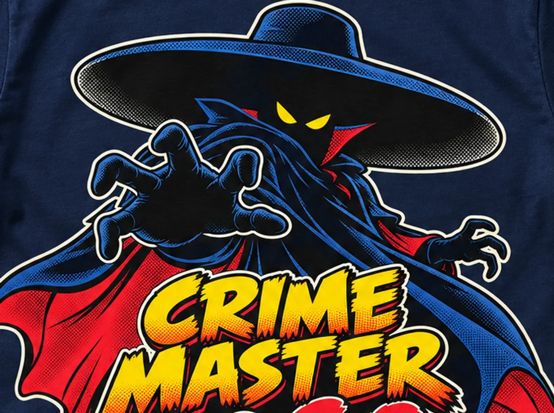 Close-up of the Crime Master Gogo print