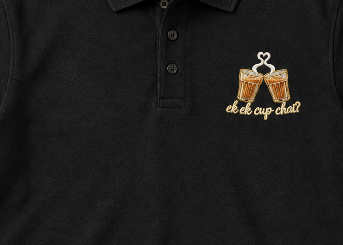 Close-up of the Ek Ek Cup Chai print
