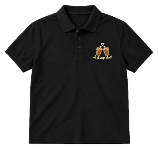 Ek Ek Cup Chai Polo tee in Black