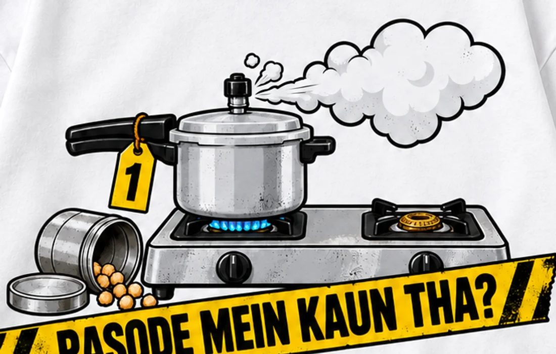 Close-up of the Rasode Mein Kaun Tha print
