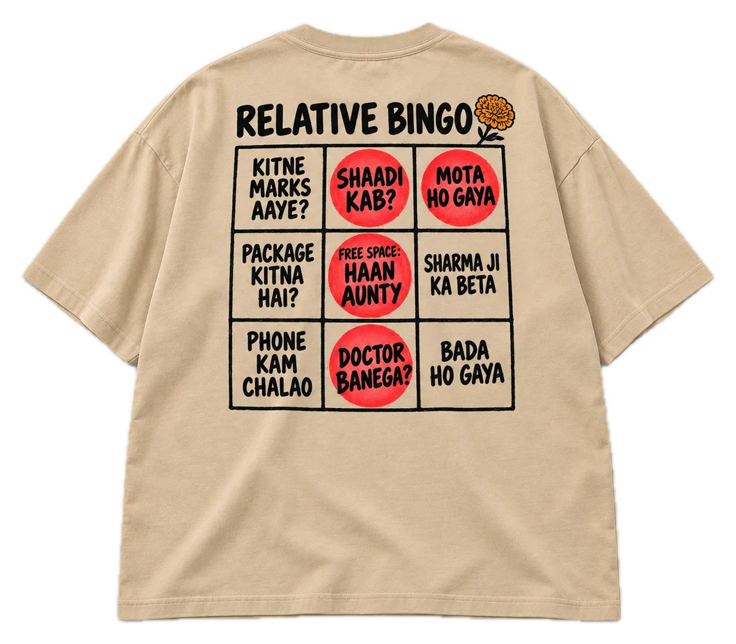 Relative Bingo Oversized tee in Beige, front