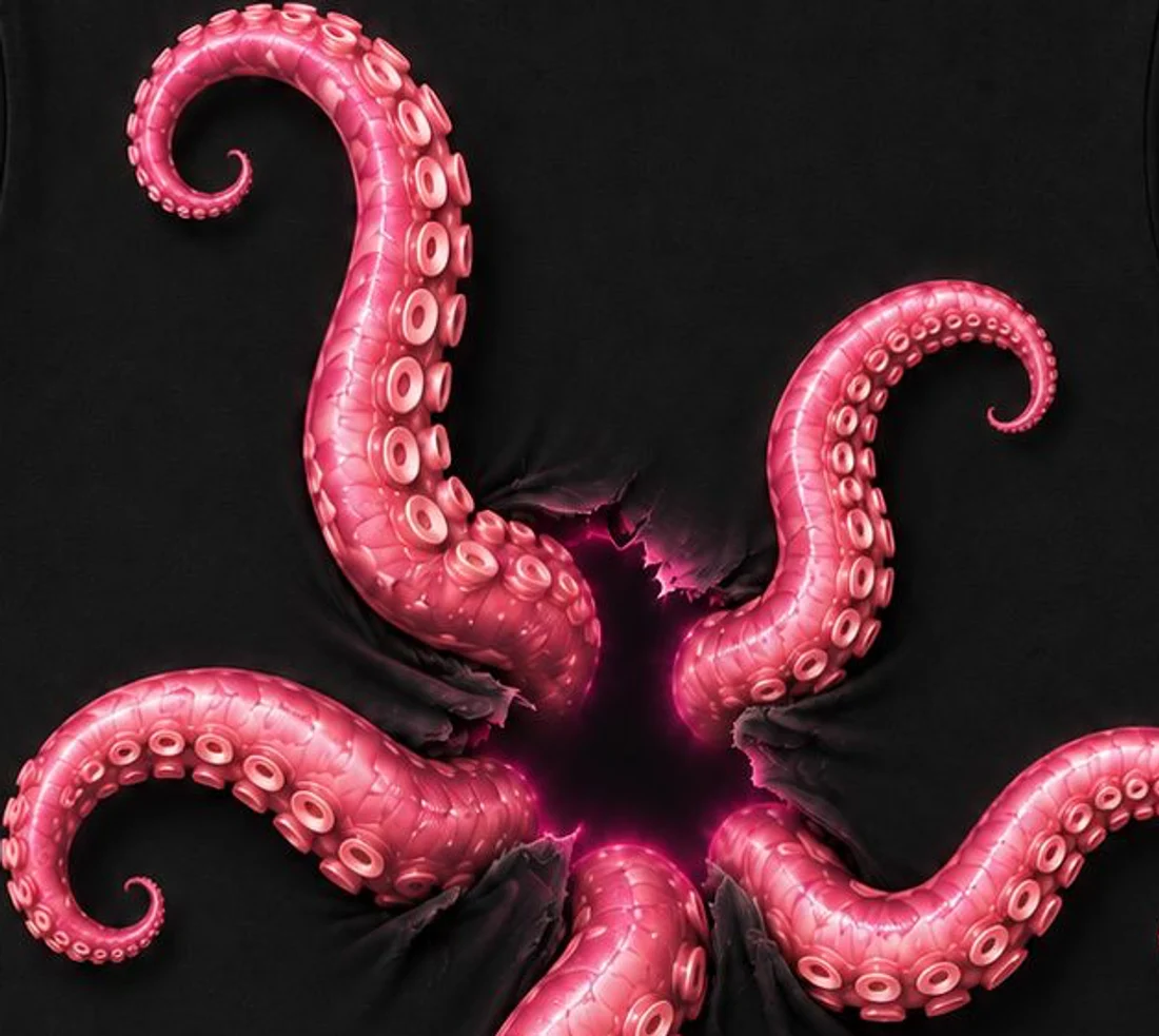 Close-up of the Something's Coming Through print