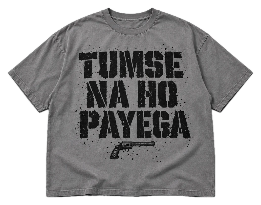 Tumse Na Ho Payega Oversized tee in Smokey Grey, front