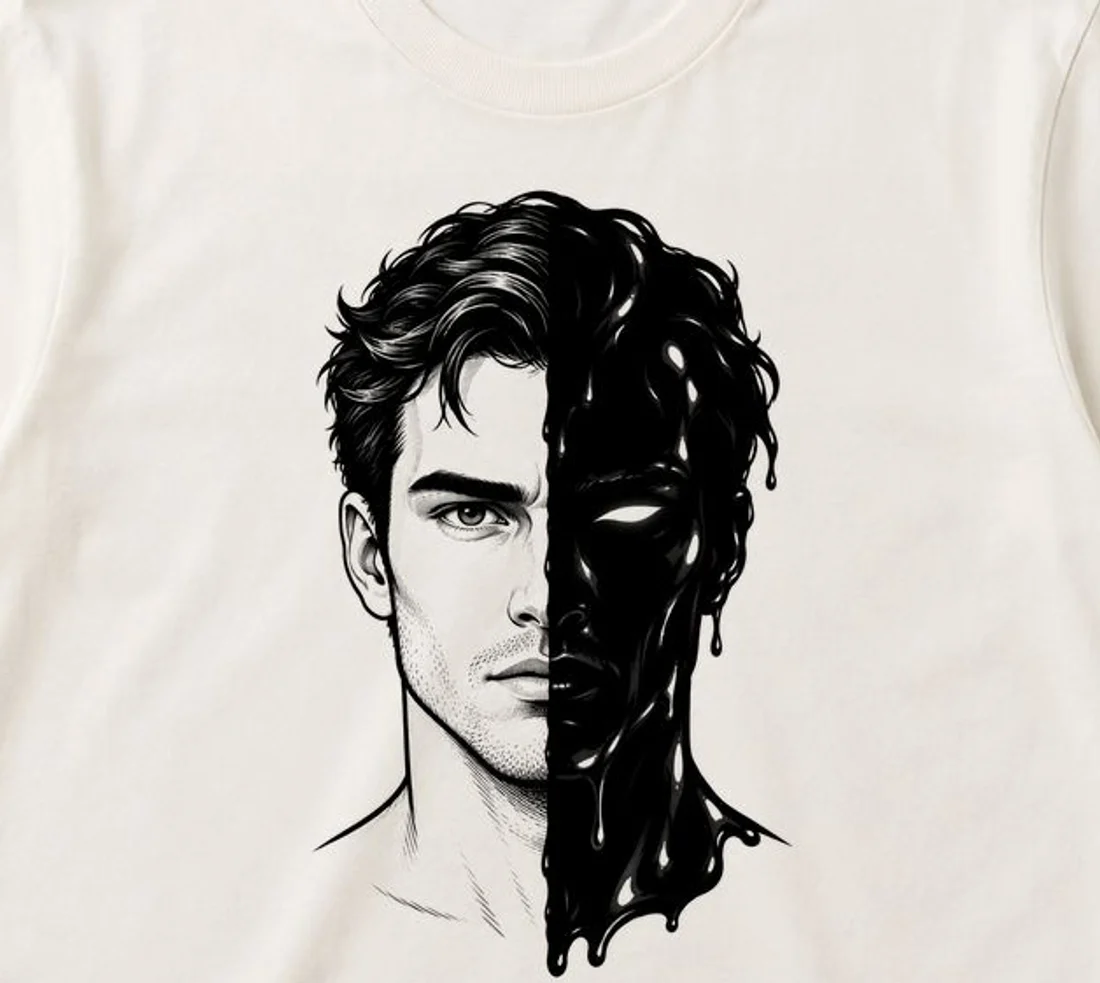 Close-up of the Two Faced print