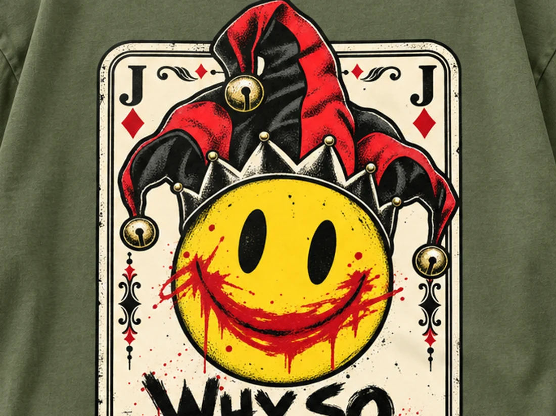 Close-up of the Why So Serious? print